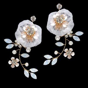 New in Box Flower Crystal Bridal Earrings